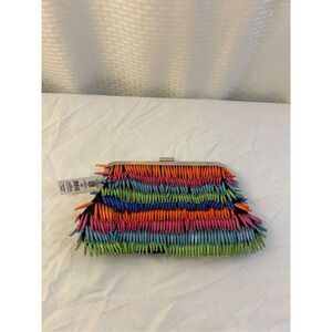 Charlie Paige Clutch Snaps #408835 Colorful Crossbody 10x6" chain strap NEW